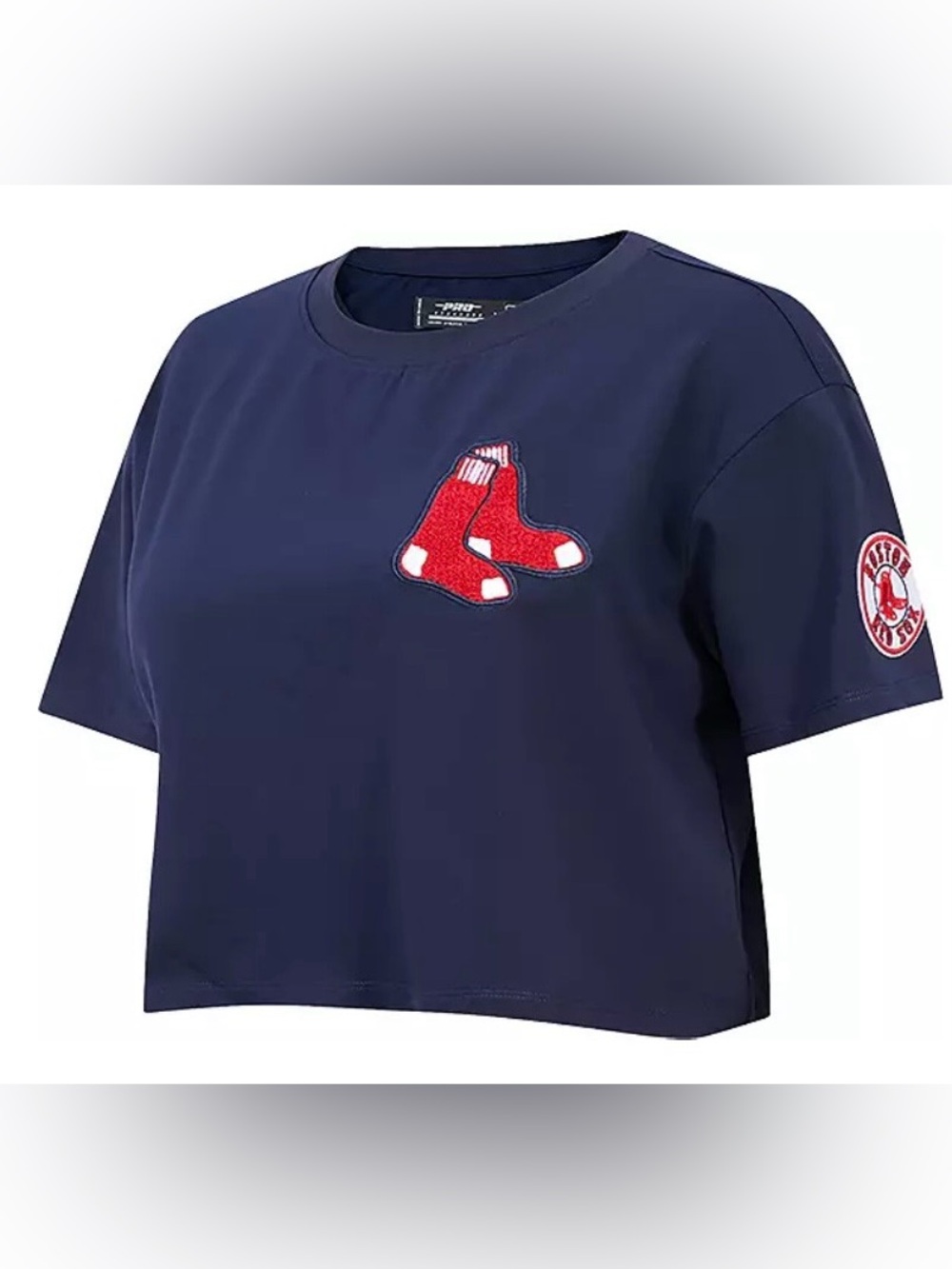 Navy Cropped Red Sox Tee